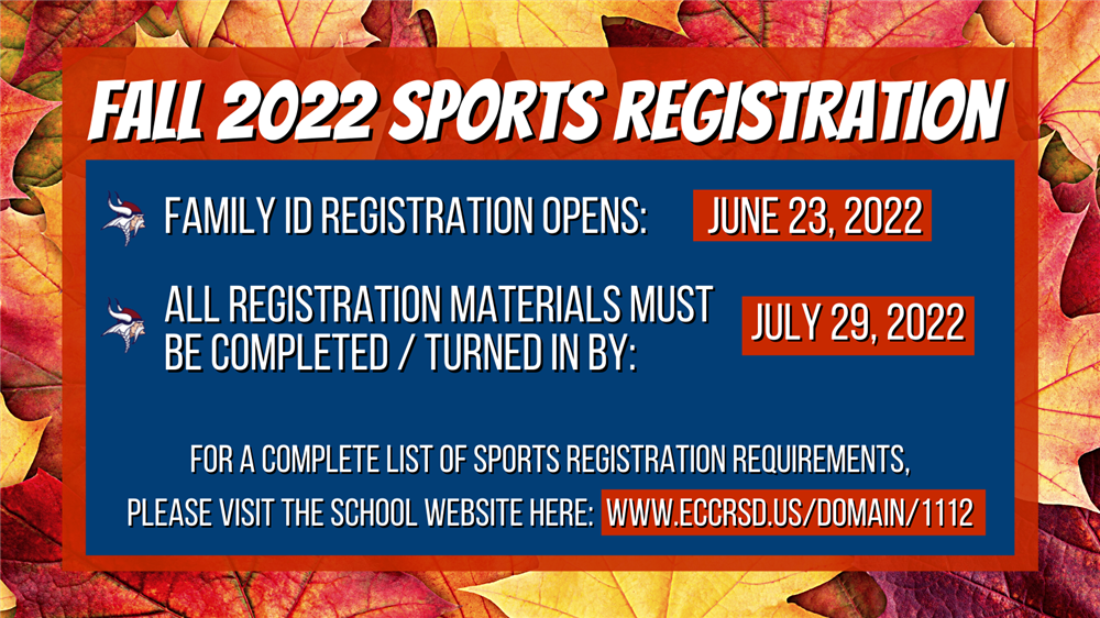 Fall 2022 Sports Registration will be open from June 23 to July 29, 2022.
